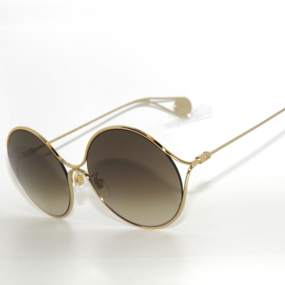 Gucci 0253S 002 Gold Brown Round Sunglasses